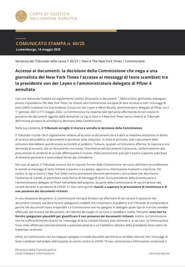 SMS von der Leyen-Pfizer: chieste le dimissioni degli eurodeputati