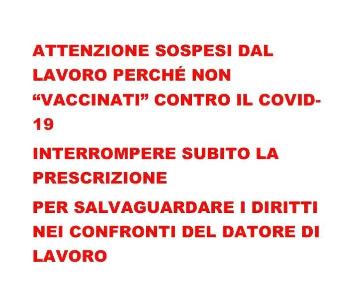 Sospesi dal lavoro perché non vaccinati: salvare i crediti salariali