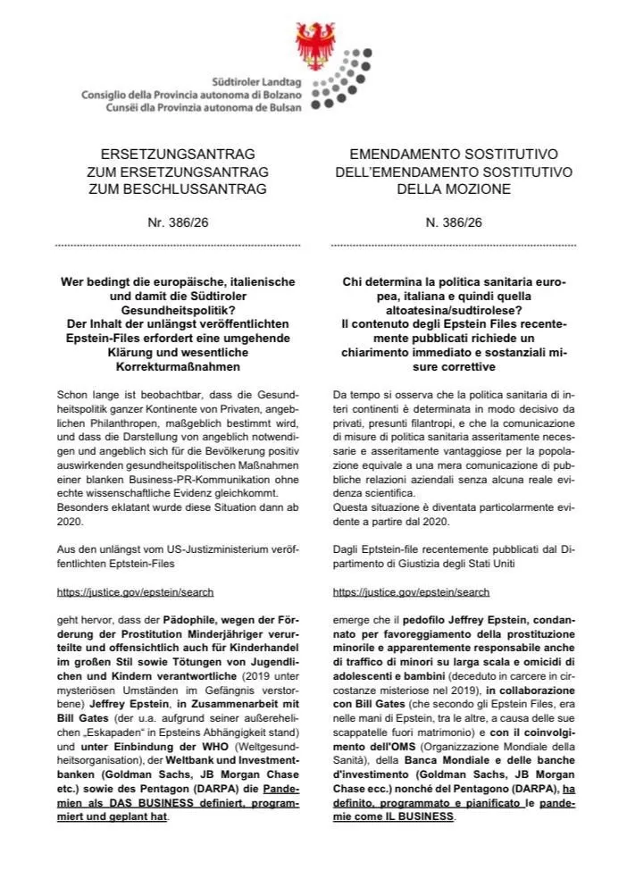 Landtag lehnt Antrag zu Epstein, Gates & Co. ab